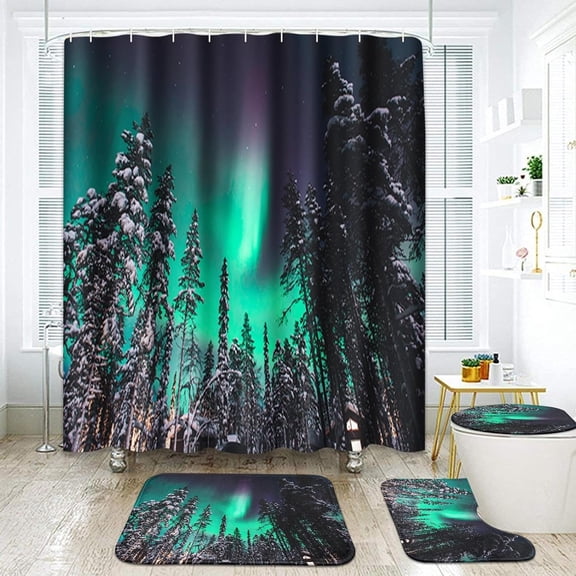 4 Pcs Shower Curtain Set with 12 Hooks, Vintage Cowgirl Disco Ball, Bathroom Decor Retro Pop 70S 80S Music Cherries Bathing with Non-Slip Rugs Toilet Lid Cover Bath Mat 72"x72"