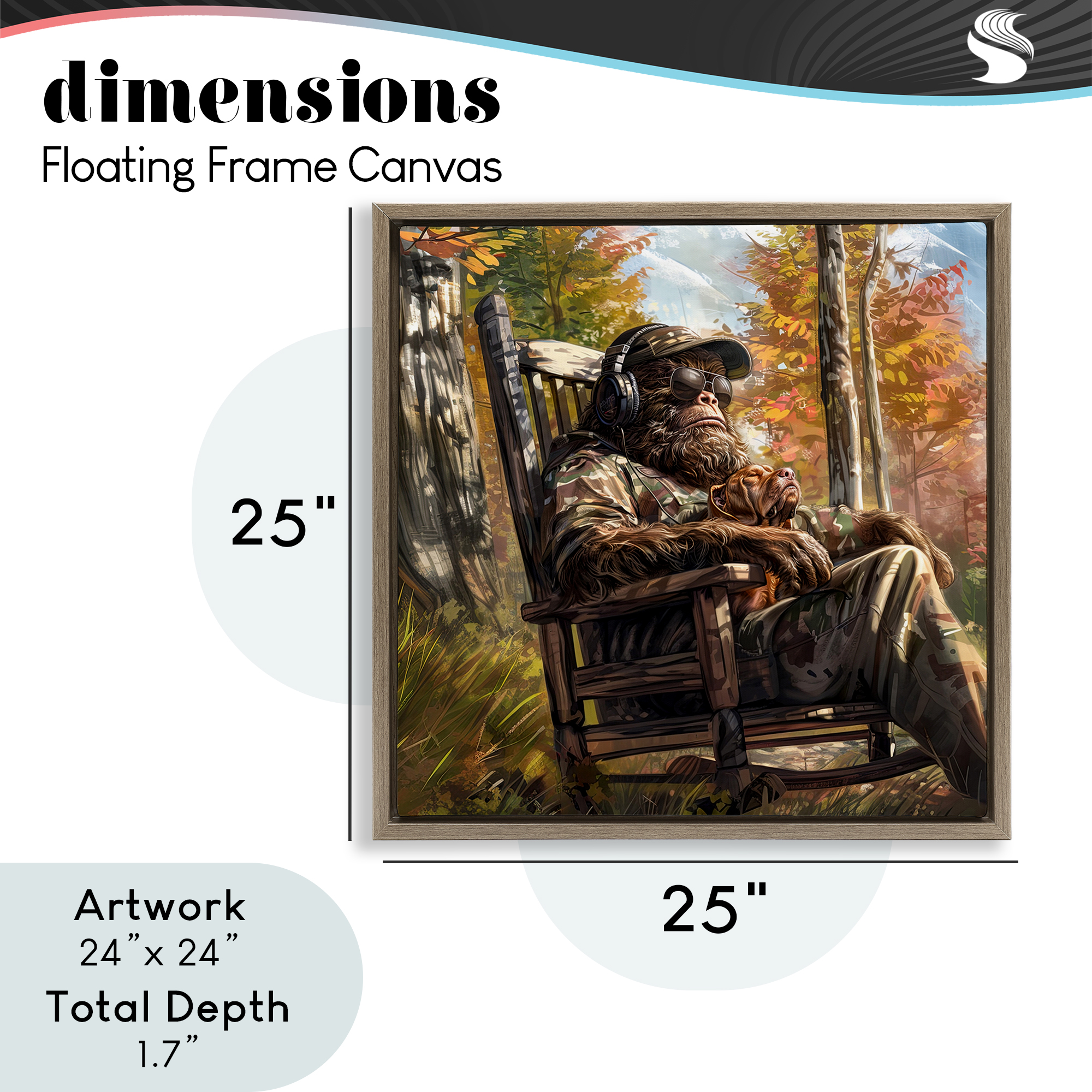 Mythical Creature with Headphones Brown Framed Floater Canvas Wall Art, design by Jim Baldwin
