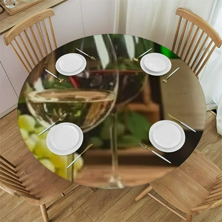 

SHERONV Wine Grapes Round Tablecloth | Stain-Resistant & Washable | 100% Polyester | Waterproof & Ideal for Home Kitchen Outdoor Decoration 46 -50