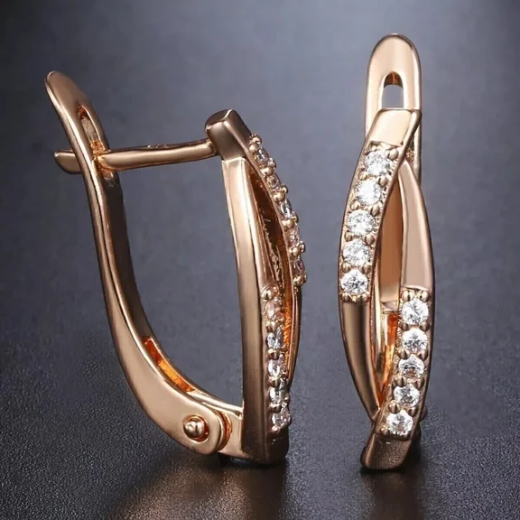 1 Ct Round Cut Real Moissanite Women's Huggie Hoop Earrings 14K Rose Gold Plated