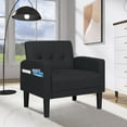 thumbnail image 6 of LAZZO Accent Chair Set of 2, Mid-Century Modern Upholstered Armchair for Living Room & Office, Black, 6 of 8