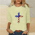 thumbnail image 2 of Sales Today Prime Womens Plus Size $5 Women's 2026 Summer Loose and Comfortable Independence Day Printed Round Neck Three-quarter Sleeve 3/4 Sleeve T-Shirt Top, Khaki XXL, 2 of 5