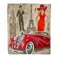 thumbnail image 1 of ASHLEIGH 50x60 inch Super Soft Throw Blanket Car Vintage Paris London Torn Newspaper Old Auto Gentleman Collage 1940S 1950S Aged Home Decorative Flannel Velvet Plush Blanket, 1 of 1