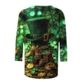thumbnail image 5 of T-Shirt à Col Rond Imprimé de la Saint-Patrick pour Femmes, Manches Trois Quarts 3/4, Coupe Ample, 5 of 5