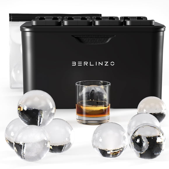 Bolas de hielo Ice Ball Maker Berlinzo Premium, transparentes, 8 x 60 ml