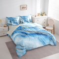 thumbnail image 3 of Homewish Fashion Art Abstract Bedding Comforter Set 7pcs for Adult, Dreamy Blue Mabrle Queen Bedding Sets, Watercolor Reversible Queen Sheet Sets, Ultra Soft Bedroom Decor, 3 of 7