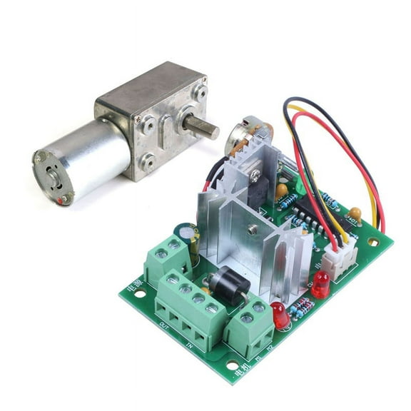 1 Pcs Adjustable Volt Dc Motor Speed Controller & 1 Pcs Reversible High Geared Motor Turbo Dc Motor