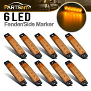 Partsam 10X 3.8 Amber 12V Front Side Marker 6 LED Trailer Truck Lorry Indicators Lights