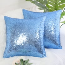 PiccoCasa 2Pcs Decorative Sequin Throw Pillow Covers for Party, 16x16 inch, Blue