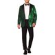 thumbnail image 2 of BLAZERS DE HOMBRE INSPIRE CHIC Con Solapa Pico, Un Botón, Brillante, Argyle, Lentejuelas, Color Verde, 2 of 5