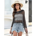 thumbnail image 2 of longantii Women Sheer Poncho Top Lightweight Knit Mesh Beach Cover Up, Summer Poncho Shirt Shawl for Vacation Festival Outfits Black XL, 2 of 7
