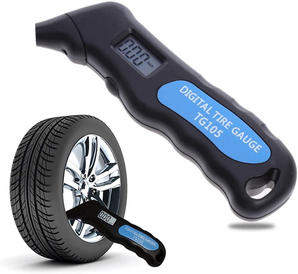 Digital Tire Pressure Gauge with Non-Slip Grip, 4 Pressure Modes Auto-Shut-Off Vehicle Tire Gauge with LCD Display for car Bicycles Motorcycles