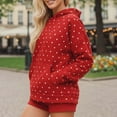 thumbnail image 5 of Lopecy-Sta Womens Hoodies Polka Dot Hoodie Oversized Fleece Hooded Sweatshirt Long Sleeve Drop Shoulder Graphic Print Hoodies with Pocket, 5 of 5