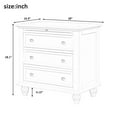 thumbnail image 7 of 3-Drawer Chest with Pull out Tray, Wood Storage Dresser File Cabinet with Gourd Wood Legs, White, 7 of 7