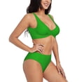 thumbnail image 2 of Wukai Green Women's Bikini Set Two Piece,wimsuit High Waisted V Neck Twist Front Adjustable Spaghetti Straps Bathing Suit-X-Large, 2 of 7