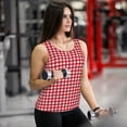 thumbnail image 6 of Bixox Women's Red Checkboard Printed Sleeveless Fitness Workout Running Quick-Dry Tank Top, 6 of 7