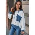 thumbnail image 3 of Casuashion Elegant White Hoodie with Colorblock Pockets - Women's Long Sleeve Casual Top, 3 of 8