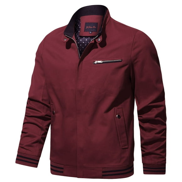 Babysbule Mens Winter Coats Clearance Men's Autumn And Winter Casual Solid Color Tooling Wind Jacket Zipper Coat