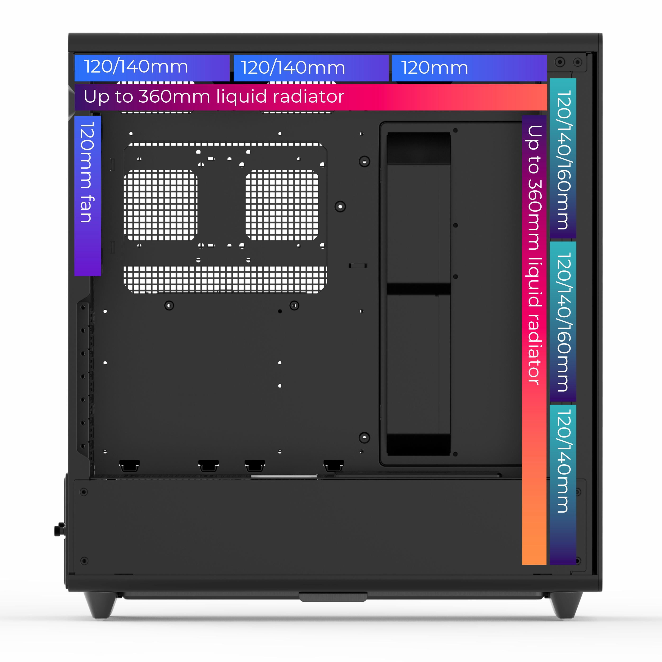 Rosewill Helium Air Mid Tower E-ATX Gaming Case, Mesh Panel, Tool-less, High-Airflow, Cable Management System, USB 3.1, included  2x 160mm & 1x 140mm PWM ARGB Fan, Black