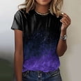 thumbnail image 2 of Gibobby Playera Manga Corta para Mujer Camiseta manga corta con cuello redondo y estampado moda informal para mujer(Morado,G), 2 of 4