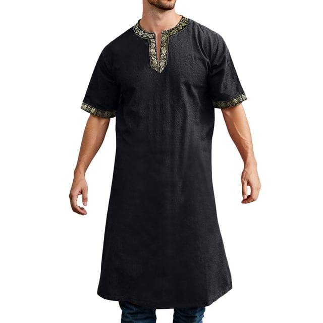 Mens Shirt Tunic Loose Fit Long Sleeve Linen Top for Halloween LARP Historical Reenactment