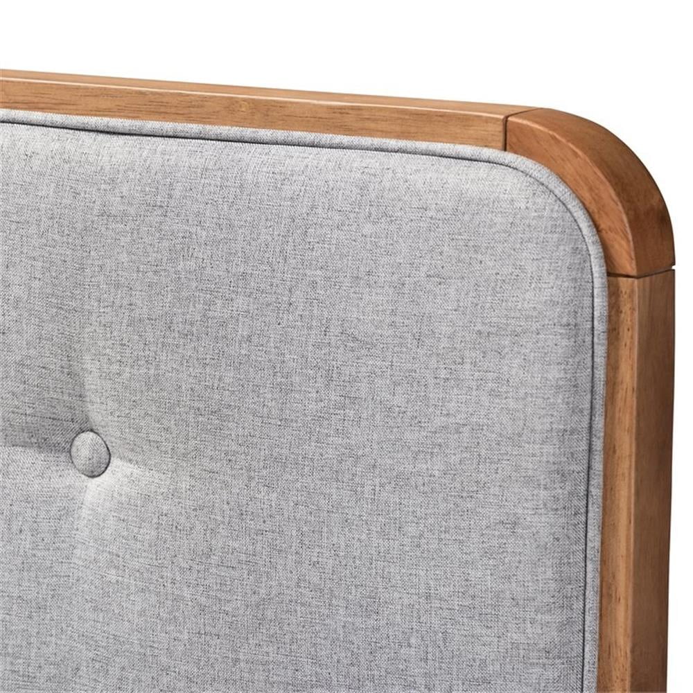 Baxton Studio Palina Mid-Century Wood Tufted Queen Headboard in Light Gray