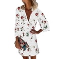 thumbnail image 2 of YDKZYMD Dresses for Older Women Summer Floral Casual Mini Sundress Button Up V Neck Bell Swing Dress Loose 3/4 Sleeve Flowy T-Shirt Dress Pink S, 2 of 5
