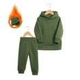 thumbnail image 4 of Girls Heavyweight Athletic 2 Piece – Soft Pullover Hoodie Sweatshirt & Joggers Sweatsuit,Color:Dark Green,Size:6-7 Years, 4 of 4