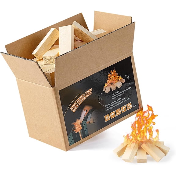 chalian-Mini Fire Stick Wood,3.5" Lengths Kiln Dried Pine Small Firewood,Barkless Kindling Fire Logs,Fire Pit Accessories Great for Tabletop Fire Pit,Fireplace,8 Lbs