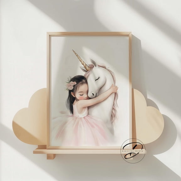 Printed Original Unicorn Wall Art, Unicorn Art, Girls Room Decor, Unicorn Blush Pink Prints, Unicorn Wall Decor, Girls Bedroom Prints Home Decor #129, Unframed Poster Size 8x12