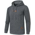 thumbnail image 5 of Tyhengta Mens Hooded Sweatshirt Casual Long Sleeve Drawstring Jacquard PlaidCloth Pullover Hoodies Darkgrey L, 5 of 8