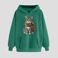 thumbnail image 2 of YUGYXL Womens Drawstring Sweatshirts Cute Animals Graphic Hoodies Crew Neck Long Sleeve Hooded Pullover with Pocket Mint Green S, 2 of 5