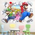 thumbnail image 2 of Mario Wall Stickers 3D wall stickers Children wall stickers Cartoon characters wall stickers Cartoon background wall decoration Birthday gift Children bedroom decoration 70*50CM, 2 of 4
