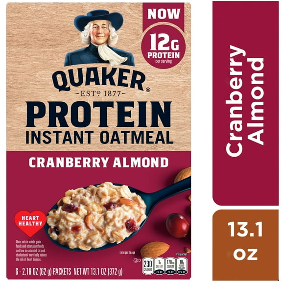 Quaker Protein Instant Oatmeal, Cranberry Almond Flavor,1 PACK