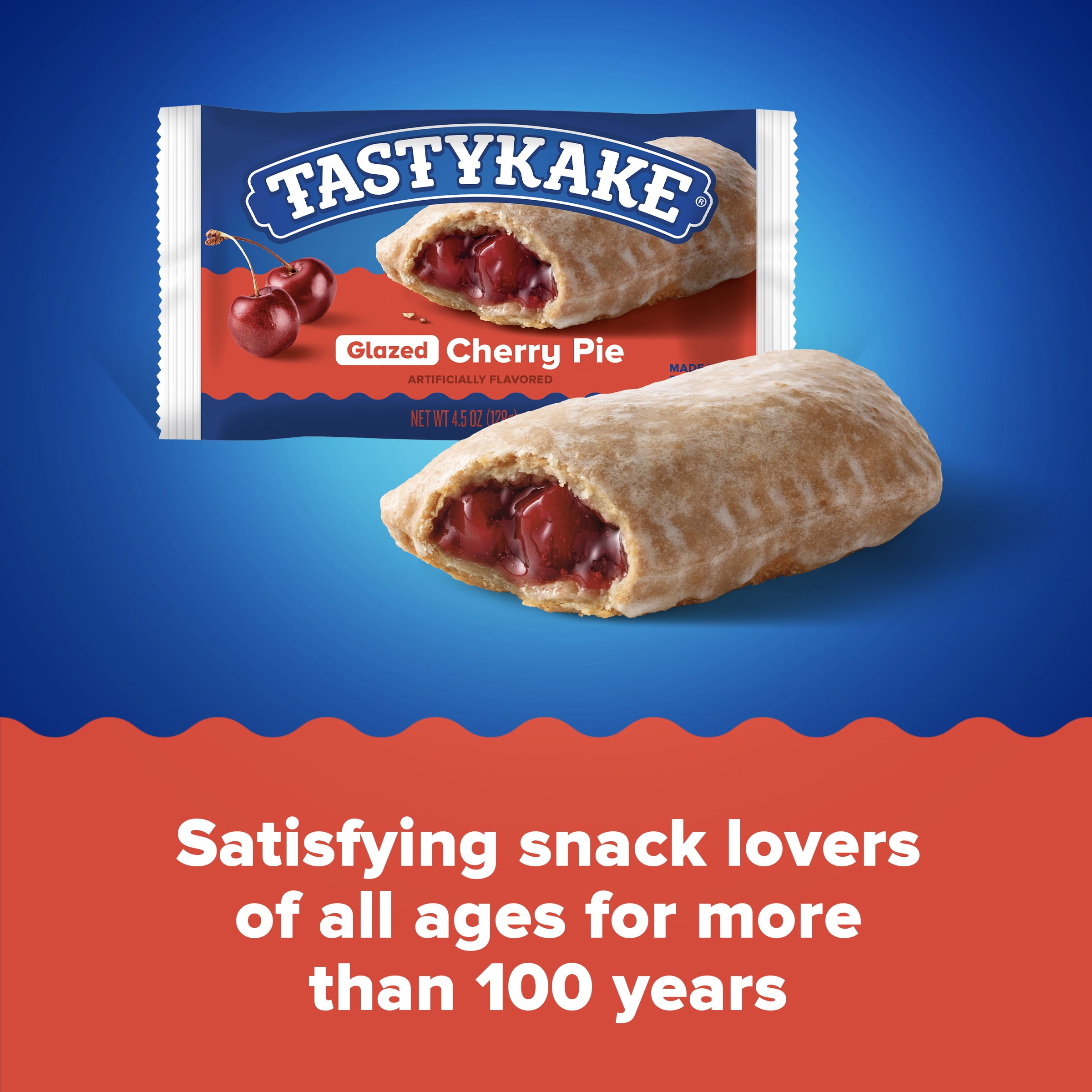 Tastykake Glazed Cherry Pie, Soft Glazed Topped Pie, 4.5 oz