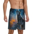 thumbnail image 2 of Kdxio Lonely Night Sky Wolf Print Mens Sleep Shorts Bottoms Soft Comfy Pajama Wear Pants with Drawstring Pockets, 2 of 5