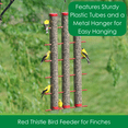 thumbnail image 3 of Songbird Essentials Bird Feeder Bird Seed Thistle Finch Feeder 3 Tube Red, 3 of 8