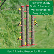 Songbird Essentials Bird Feeder Bird Seed Thistle Finch Feeder 3 Tube Red