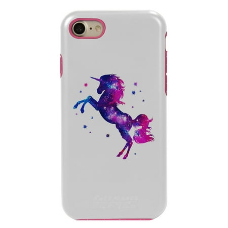 Guard Dog Unicorn Stallion Hybrid Phone Case for iPhone 7 / 8, White with Pink Silicone