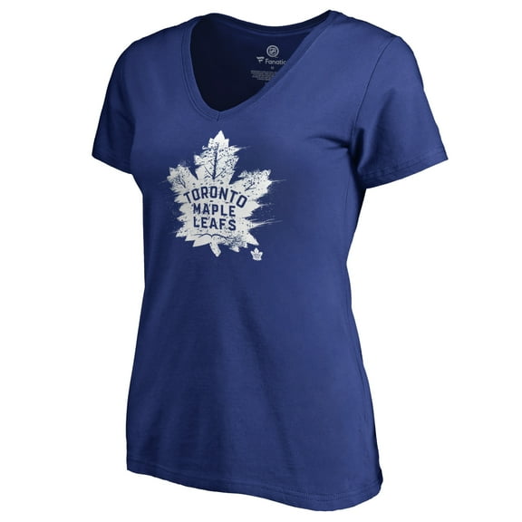 Women's Royal Toronto Maple Leafs Splatter Logo V-Neck T-Shirt