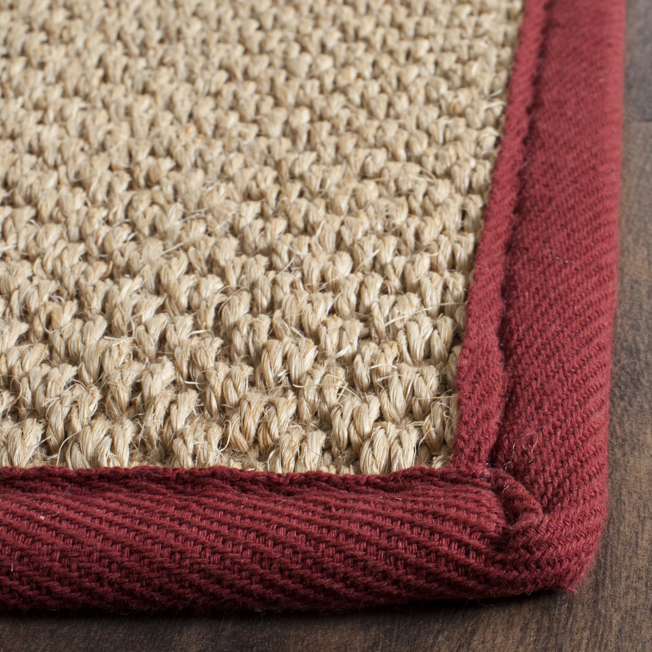 Safavieh Natural Fiber Jovana Solid Runner Rug, Maize/Burgundy, 2'6" x 10'
