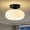 Black, variant on Mid-Century Modern Semi Flush Mount Ceiling Light, Faux Wood Kitchen Ceiling Light Fixture with Glass Shade, Vintage White Close to Ceiling Lamp for Entryway Hallway Bathroom (8.66 Inch)