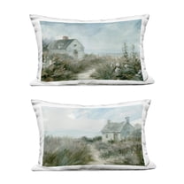 Stupell Industries Paths to Windswept Cottages 2 Piece Outdoor Printed Pillow Set design by Danhui Nai, 14 x 7 x 20