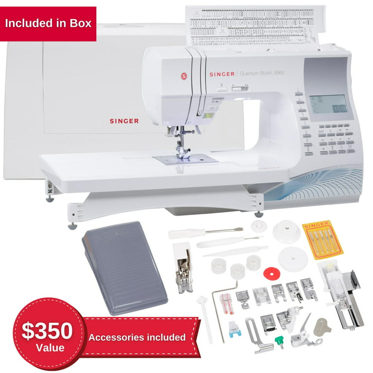 SINGER 9960 Quantum Stylist 600-Stitch Computerized Sewing Machine with  Extension Table, Bonus Accessories and Hard Cover : : Home &  Kitchen