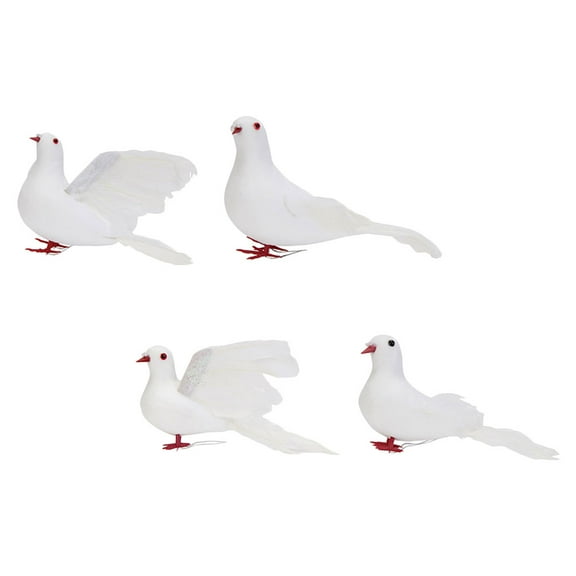 LITINKIMI Simulation Dove Decor White Foam 4Pcs for Christmas Tree Decor