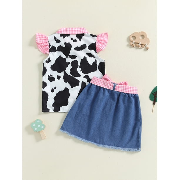 Gupgi Kids Girl Cow Print Outfit 18M 2T 3T 4T 5T 6T Toddler