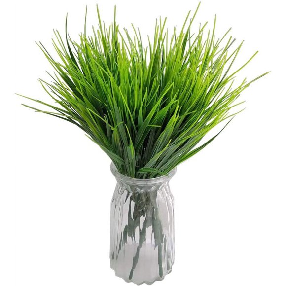 shiyou-10 Pcs Artificial Wheat Grass Bushes Plastic Wheat Grass Greenery Shrubs Plant for Home Wedding Office Party Decoration, Fake Grass Artificial Flowers Accessories Grass for Flowers in Vase