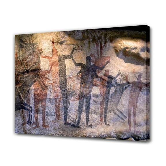 Cave Painting Prehistoric Rupestral Canvas Poster Bedroom Decor Sports Landscape Office Room Decor Gift,Frame-style,16x24inch(40x60cm)