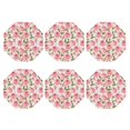thumbnail image 2 of Honeii Rose Flowers Print Leather Coaster Set of 6, Ideal for Safeguarding Your Furniture from Drinks Spills and Effortless Cleanup,Octagon, 2 of 5
