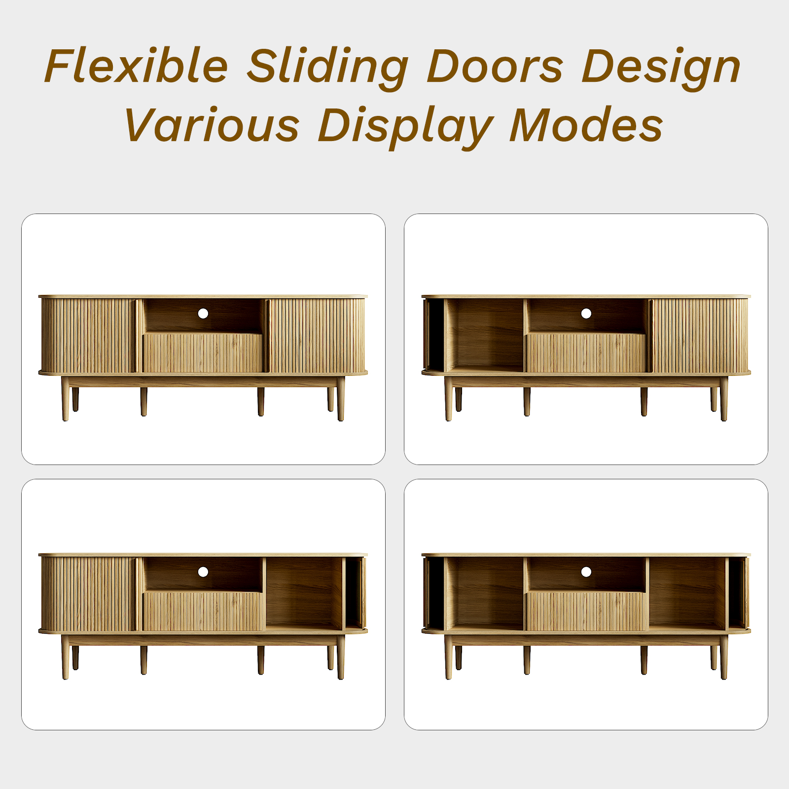FURNIWAY Modern TV Stand with Storage, Entertainment Center up to 70 Inches
